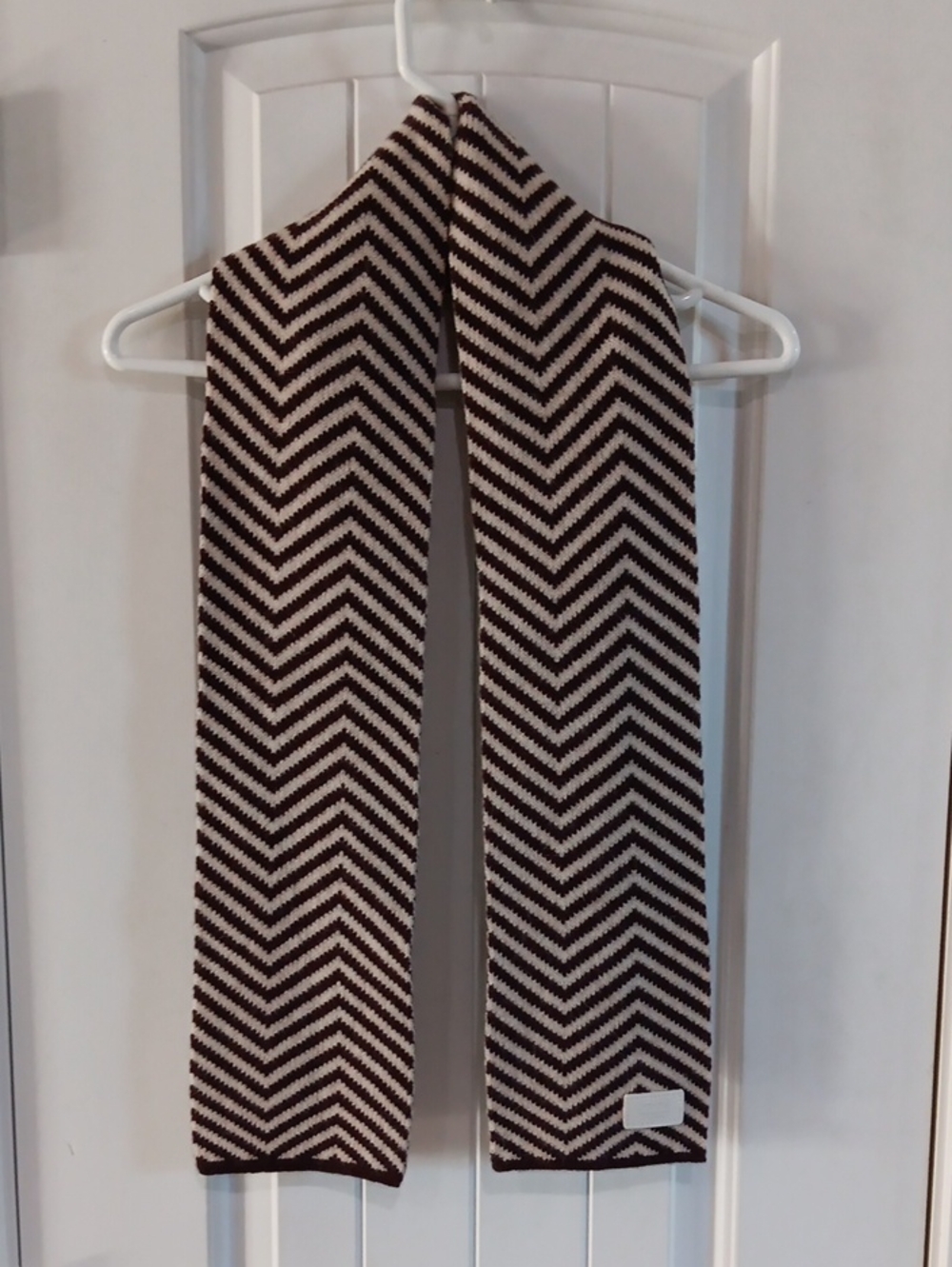 Coach Unisex Chevron Knit Scarf Brown Cream Lambswool Angora Muffler